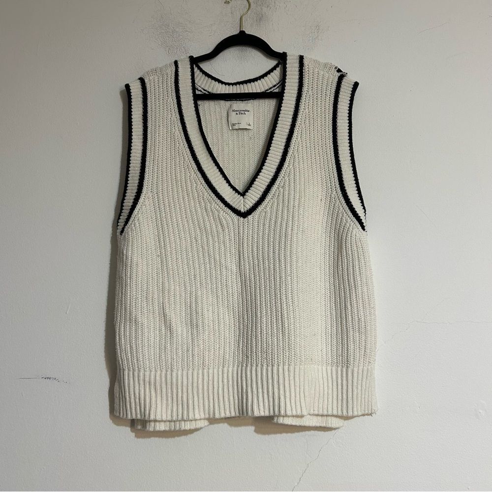 Abercrombie & Fitch Knit Sweater Vest Rugby Preppy Varsity Academia FLAW Large